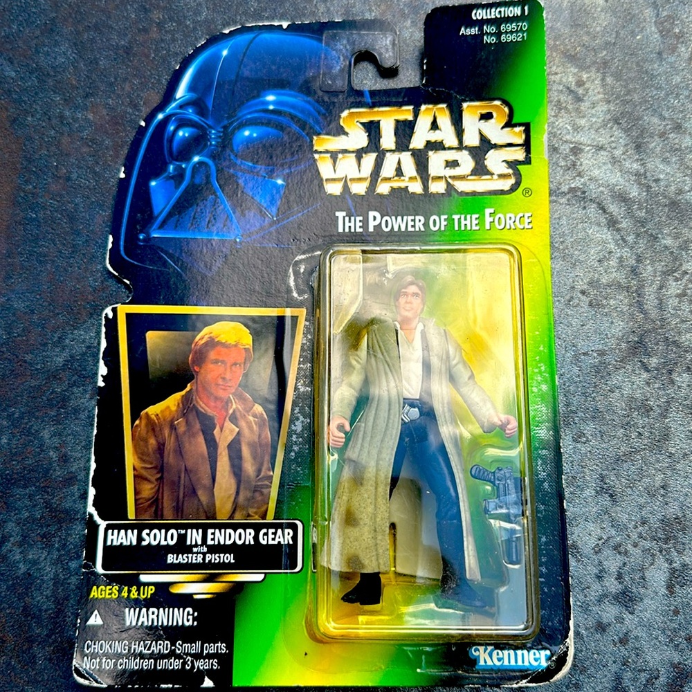 Vintage 1996 Star Wars The Power of the Force Han Solo Endor gear action figure
